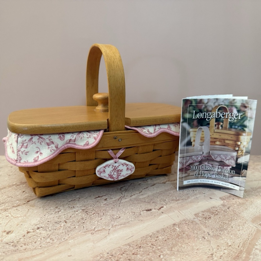 Longaberger 2000 Classic Horizon of Hope Basket with Lid Liner and Charm 17787